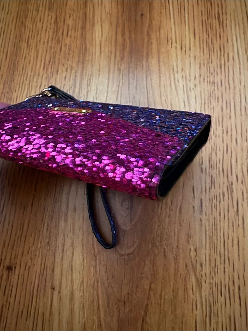 Kate Spade Fuchsia Pink Glitter Phone Wristlet Wallet
